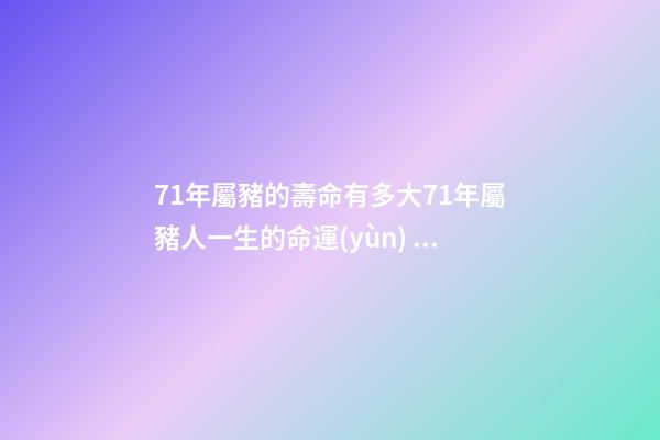 71年屬豬的壽命有多大71年屬豬人一生的命運(yùn) 1971年屬豬的命運(yùn)怎么樣，屬豬人要遠(yuǎn)離哪些生肖-第1張-觀點(diǎn)-玄機(jī)派